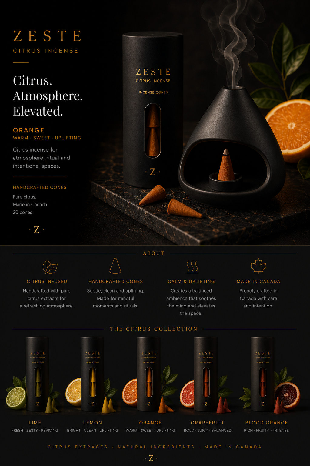 ZESTE citrus incense cones
