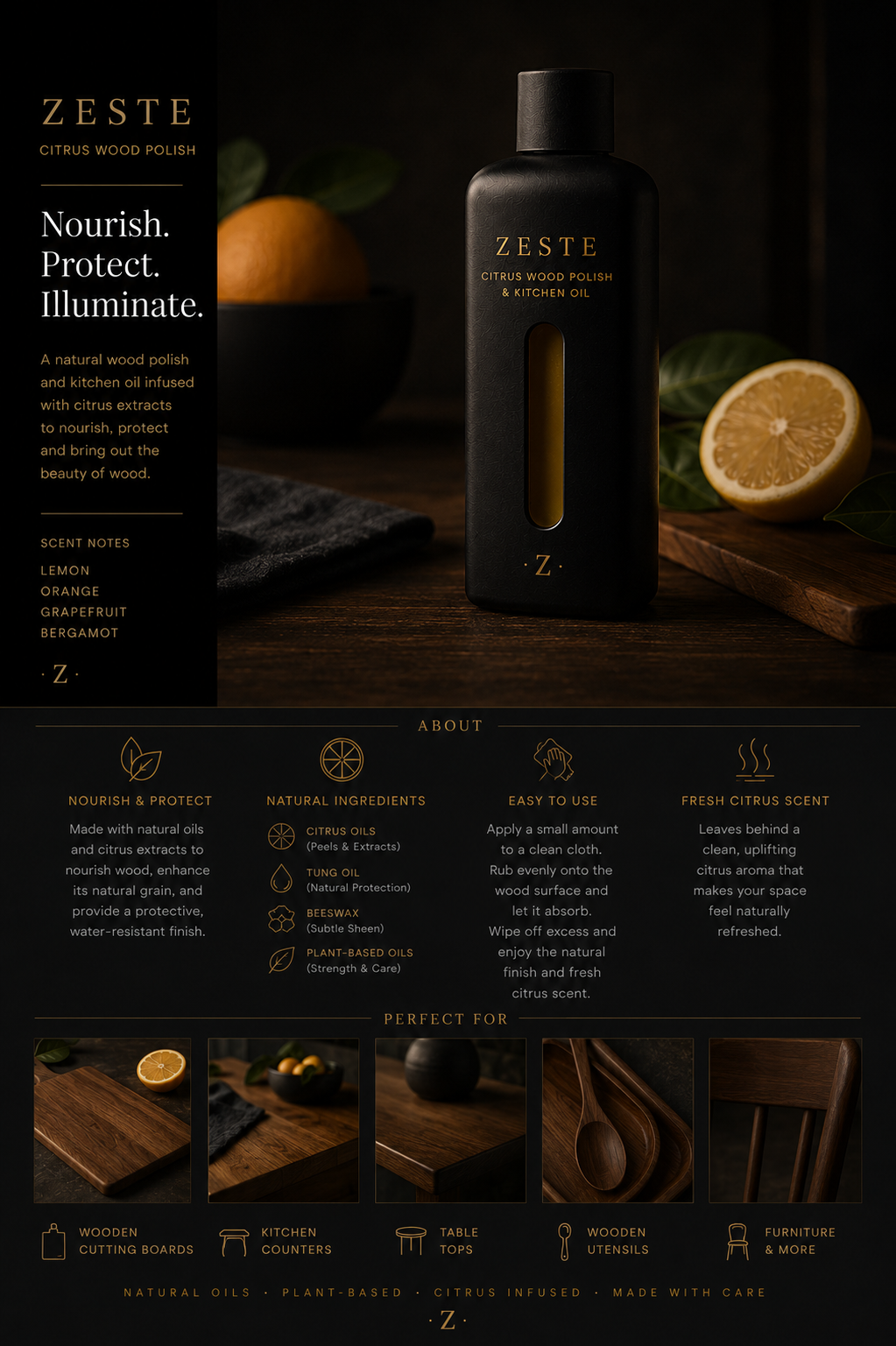 ZESTE citrus wood polish